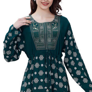 Abaya <span class=keywords><strong>Maxi</strong></span> de Rayón Personalizada para Mujer Árabe de Dubái, Oriente Medio, Ropa Casual para el Hogar, Vestido Musulmán de Verano, de Fábrica en Guangdong - Product Image 6