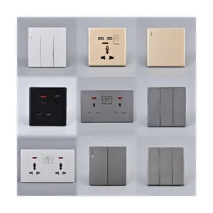KLASS Brushed grey modern universal switch and sockets PC UK 13A wall light switches electrical kitchen wall sockets and switch