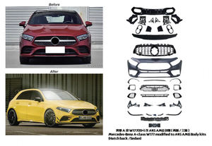 Adecuado para <span class=keywords><strong>Mercedes</strong></span>-Benz Clase A W177 W176 A180 <span class=keywords><strong>A200</strong></span> A250 actualización modificación A45 AMG kit de cuerpo parachoques delantero parachoques trasero - Product Image 5