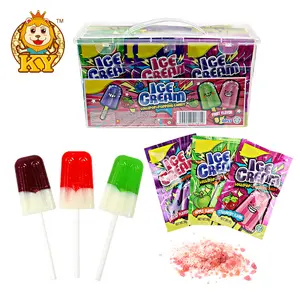 Manufacturer wholesale sweets cartoon ice cream shape hard candy lollipop with popping candy for kids