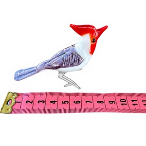 Handmade Murano Glass Bird <b>Red</b> White Purple Christmas Desk Decor Traditional Style Lightweight Crystal Figurine - Product Image 1
