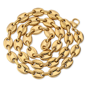 <span class=keywords><strong>Chaîne</strong></span> en acier inoxydable 8 mm sans ternissement, plaquée <span class=keywords><strong>or</strong></span> 18 carats, collier en acier inoxydable massif en forme <span class=keywords><strong>de</strong></span> <span class=keywords><strong>grain</strong></span> <span class=keywords><strong>de</strong></span> <span class=keywords><strong>café</strong></span> pour femmes et hommes - Product Image 4