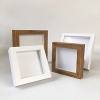 Vente en gros de cadeaux décoration florale cadre de boîte creux 10X10 15X15 pouces profondeur de 2cm cadre de boîte d'ombre de couleur blanche et noire