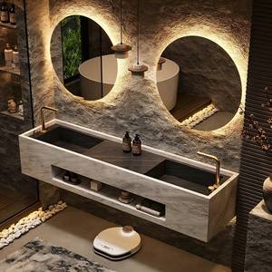 Customized Seamless Luxury MDF Face Washing Integrated Single Double Basin Smart <b>Mirror</b> Bathroom Cabinet for Hospital Use - Product Image 2