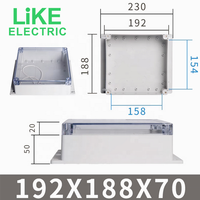 Boîte étanche transparente de type F 158x90x60 avec surveillance des oreilles, boîte de jonction étanche, boîte d'alimentation en plastique ABS, LiKE électrique