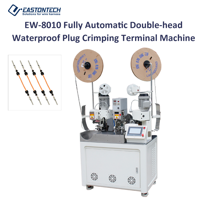 EW-8010 полностью автоматическая машина для наклеивания этикеток с режущей головки блока цилиндров для зачистки водонепроницаемый разъем вставки обжимной терминал POS машина для AWG28-AWG16
