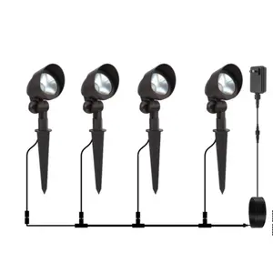 4Pack LED Low Voltage Landscape Lights Spike light Kit with Transformer 5W Spotlights with Stakes Pathway Light
