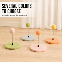Jouet interactif en bois pour chat avec boule à ressort et base ronde respectueuse des griffes, idéal pour chats d'intérieur, vente en gros OEM/ODM