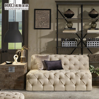 Sofá de lujo de alta calidad con diseño Chesterfield de 5 plazas extralargo con mechones para sala de estar, apartamento y hotel