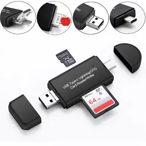 3 1 OTG 마이크로 SD 카드 리더 2.0 사용자 정의 로고 USB 마이크로 SD 어댑터 플래시 드라이브 스마트 메모리 카드 리더 유형 C