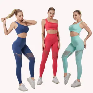 Een Schouder Sport Bh Fitness Leggings 2 Delige Set Yoga Set Workout Kleding Voor Vrouwen Gym Set Sportkleding Sport Pak