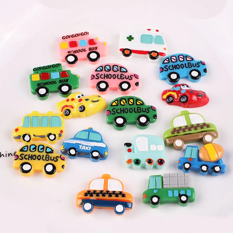 yiwu wintop vehicle tool theme ambulance school bus taxi car design flat cabochon resin cabochon ornaments