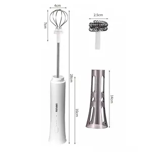 Espumador de Leche Eléctrico de Acero Inoxidable, Varilla Doble, Espumado de Café y Latte con Manos Libres, Batería de Larga Duración, 3 Velocidades - Product Image 3