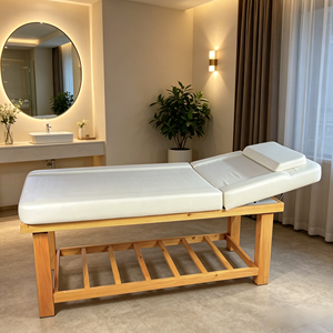 Table de massage thaïlandaise moderne en bois massif pour salon de beauté et spa facial - Product Image 4