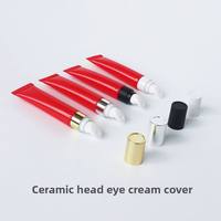 Tube souple cosmétique rouge 15 ml pour crème contour des yeux – Emballage de transfert – Bouteille en plastique vide à presser – Tube souple à presser pour soins de la peau