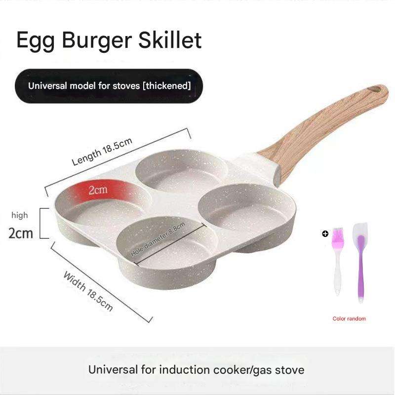 กระทะไข่4รูใหม่ + แปรงไม้พายซิลิโคน