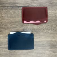 Dompet kulit sapi, dompet kulit kuda gila saku depan minimalis ramping tempat kartu dengan 5 Slot