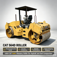 Compacteur à rouleaux vibrants à double tambour Caterpillar CB564D d'occasion en stock pour la construction de chaussées en asphalte