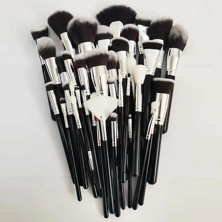 Kit de pinceaux de maquillage professionnel, 40 pièces, manche en bois noir, maquillage de beauté, marque privée