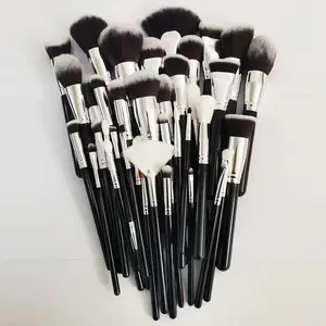 Luxury Complete 40 Pieces Black Wooden Handle Beauty Makeup Supplier 40pcs Brush Set Professional Private Label Makeup Brush Kit