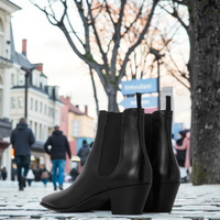 Bottines Chelsea en cuir véritable pour homme, talon de 6 cm, bout pointu, style européen