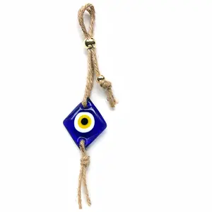 Kingcome turco Evil Eyes buona fortuna Car Hanging Decor regalo Souvenir ciondolo in vetro Yellow Eye Rhombus Wall Home Decoration