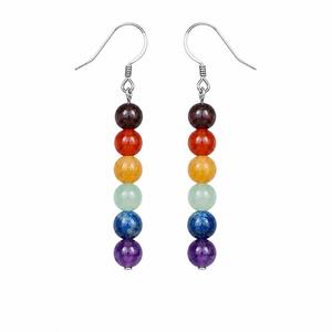 Pendientes Largos Artísticos con Borlas de Cuentas Redondas Multicolores Vintage para Mujer - Product Image 1