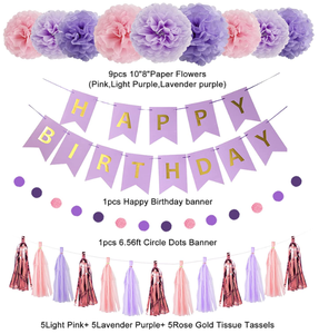 Dekorasi Pesta Ulang Tahun Gadis Ungu dengan Balon Ungu, Spanduk Selamat Ulang Tahun, Hiasan Gantung Kupu-kupu, Lentera Kertas - Product Image 4