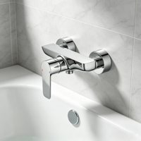 Robinet de douche mural en alliage de zinc au design moderne avec poignée unique et cartouche céramique, idéal pour les hôtels et appartements