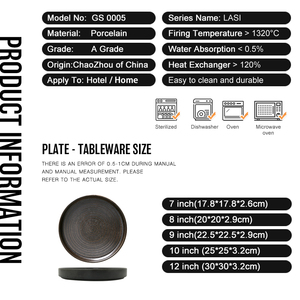 Directo de fábrica al por mayor hotel negro mate nórdicos de cena de porcelana placa vajilla de cerámica restaurante placas - Product Image 6