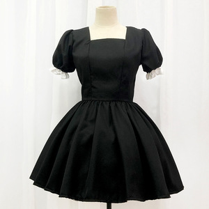 Robe de demoiselle d'honneur de style japonais Yi Xiaoyi, noir et blanc, manches courtes, tissu tissé, uniforme de café pour femmes, style Lolita Alice - Product Image 3