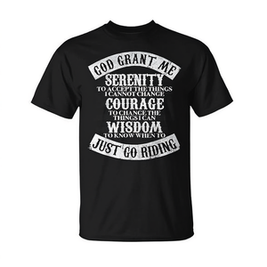 T-shirt chrétien pour motards, design Serenity Prayer, noir, unisexe, col rond, manches courtes, cadeau pour l'église - Product Image 2