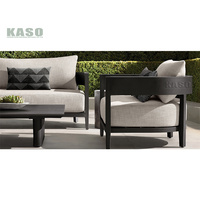 Ensemble de mobilier d'extérieur Tissage sur corde Patio Ensemble de conversation en métal pour l'extérieur Ensemble de canapé d'angle de jardin en aluminium imperméable