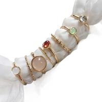Nouvelle Arrivée Bijoux Fins Ensemble de Bagues de Phalange Étoile et Lune en Pierre Naturelle pour Femme, Bagues de Doigt Midi Empilables Vintage pour Filles