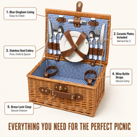 Panier de pique-nique en osier fait main, nouveau design, multifonctionnel, durable, idée cadeau parfaite, produit très demandé