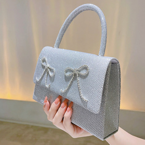 Bolso de mano de lujo para mujer, para boda, fiesta, graduación, con purpurina, brillante, con flores y pedrería, tipo clutch, para cena, noche, con solapa - Product Image 5