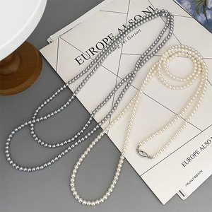 Nuevo Collar de Perlas de Alta Luminosidad de Moda Francesa para <span class=keywords><strong>Mujer</strong></span>, Cadena Larga, Lujo Ligero, Diseño Versátil de Alta Gama, Joyería Apilable - Product Image 1