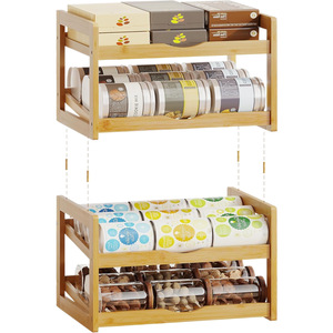Estante de bambú para almacenamiento de alimentos, organizador apilable de 4 niveles para encimera de cocina, para productos enlatados y refrigerios para mascotas - Product Image 5