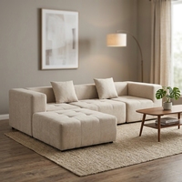 Canapé moderne en velours en forme de U, design minimaliste, garnissage en éponge, housse en laine d'agneau, portable et amovible pour petits appartements