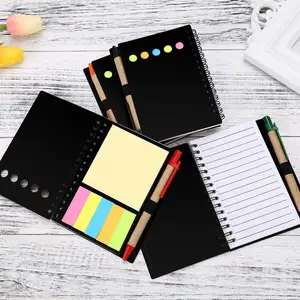 Craft giấy bìa cứng máy tính xách tay xoắn ốc notepad với thuận tiện dán kết hợp thiết lập