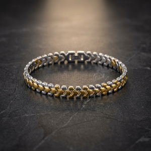 925 Sterling Silver Two Tone Gold Plated V Shape Link Chain Bracelet Stylish Modern Hand Chain Jewelry <b>Men</b> Wholesale Gift - Product Image 3
