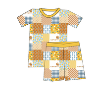 Ensemble de vêtements d'été doux pour bébé, 2 pièces, style militaire, imprimé western personnalisé, 95% bambou, 5% élasthanne, manches courtes, shorts, 2 pièces
