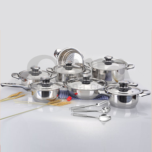 QANA Nhà Máy Bán Buôn OEM Mới <span class=keywords><strong>Cookware</strong></span> Pot 16 Cái Thép Không Gỉ <span class=keywords><strong>Cookware</strong></span> Set Không Dính Frypan Cảm Ứng Đồ Nấu Bếp Đồ Dùng - Product Image 1