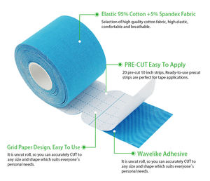 <span class=keywords><strong>Cinta</strong></span> Kinesiológica <span class=keywords><strong>de</strong></span> Algodón SPORTTAPE, 5 cm x 5 m, Azul, Impermeable, Hipoalergénica, Extra Adhesiva, Soporte para Lesiones Musculares, Recuperación, <span class=keywords><strong>Dolor</strong></span> <span class=keywords><strong>de</strong></span> <span class=keywords><strong>Rodilla</strong></span> - Product Image 4