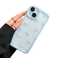 Coque de téléphone portable rose avec nœud papillon, compatible avec iPhone 17, antichoc, en silicone sculpté, motif dessin animé
