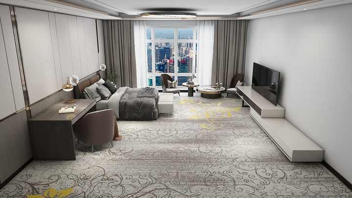 Customized Pattern and Color Wool and Nylon 3D Printed Axminster Wall to Wall Hotel Carpets From Carpet Supplier