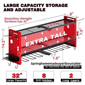 Cross-border Wall-mounted Wrought-iron Heavy-duty Power <strong>Tool</strong> Rack Garage Storage Shelf Cordless Drill Organizer 3-shelf Screw-in - Product Image 3