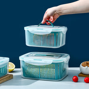 Kitchen Double Layer Plastic Crisper Box Rectangle Refrigerator <b>Storage</b> for Fruits <b>Vegetables</b> Cold <b>Storage</b> Drain <b>Basket</b> Drip - Product Image 4