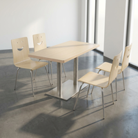 Ensemble table et chaises de cafétéria simple avec cadre en acier inoxydable et finition en bois naturel Mobilier de salle à manger durable pour restaurant