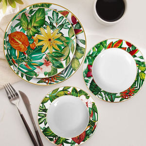 Juego de Vajilla de Porcelana China de Grado Alimenticio, Ecológico, con Diseño de Plantas Tropicales, Personalizable al por Mayor, para Hoteles, Bares y Restaurantes - Product Image 3